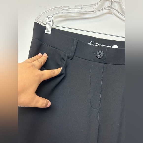 BETABRAND Black Straight leg Stretchy pull on elastic waist pants Size L - Picture 6 of 10